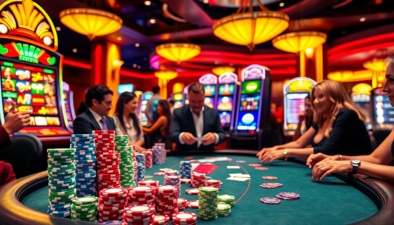 Players engaging in thrilling games at jagoan86 casino, showcasing poker chips and excitement.