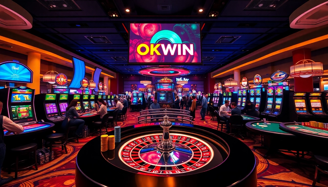 Experience the excitement of gambling with OKWIN's vibrant casino scene featuring dynamic gameplay.