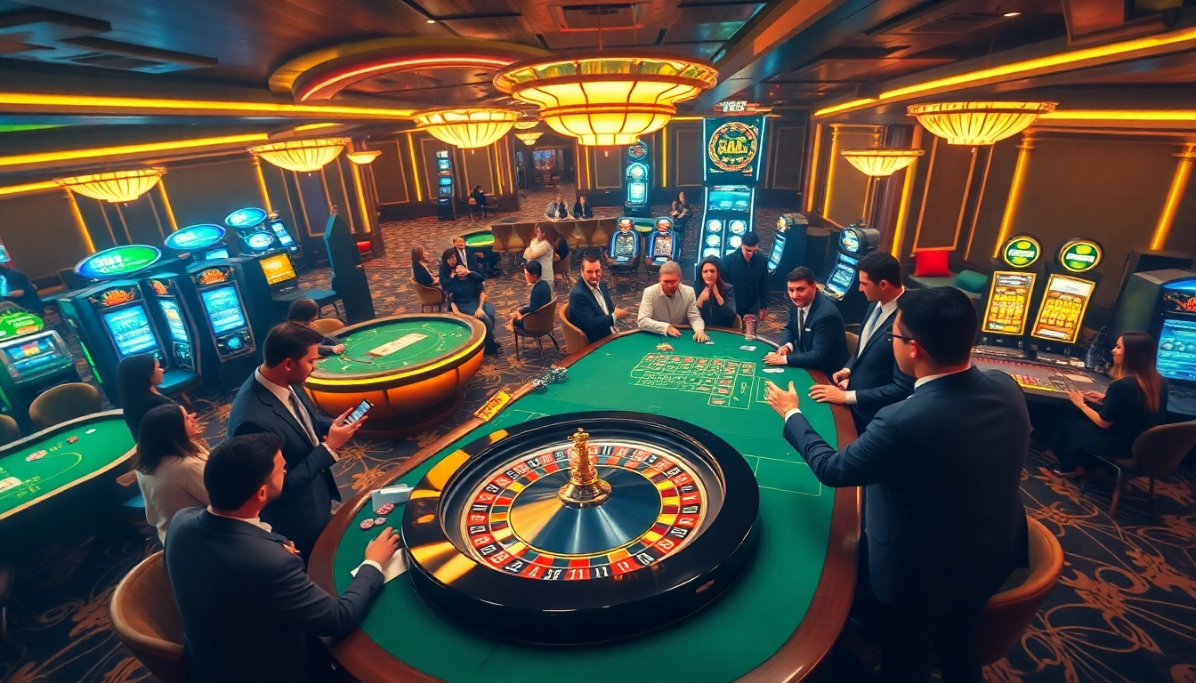 Experience the thrill of b52club at a vibrant casino table filled with excited gamblers.