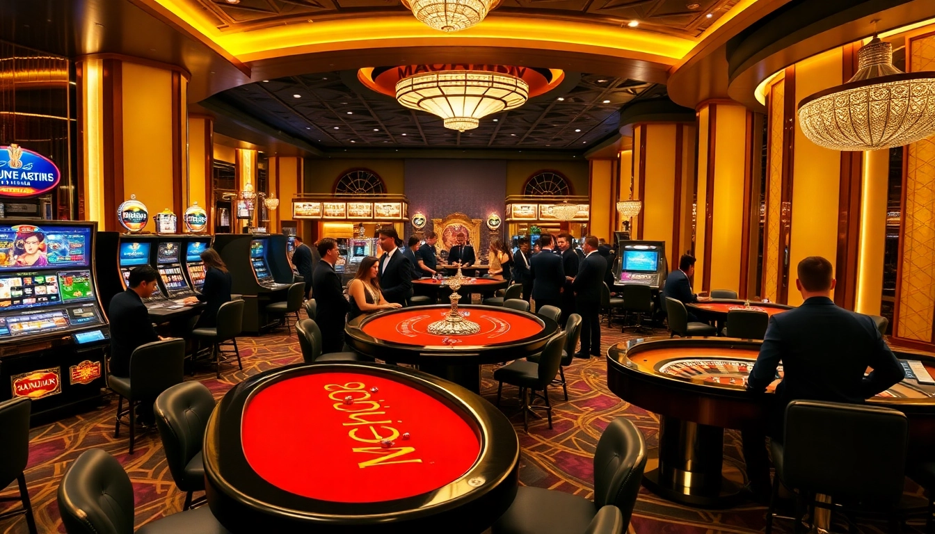 Mu88 casino scene with stylish players enjoying poker at luxury tables.