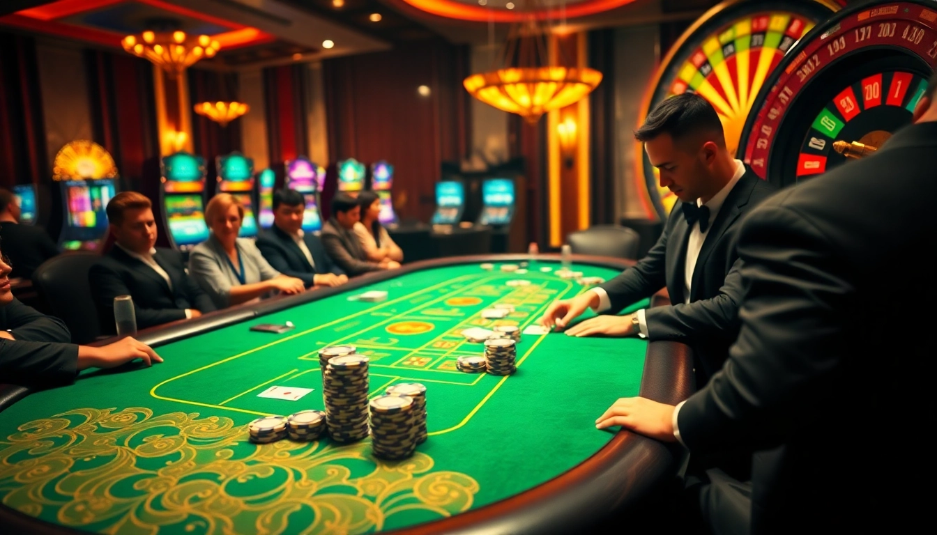 Experience the thrill of rik vip at a luxurious blackjack table surrounded by excitement.