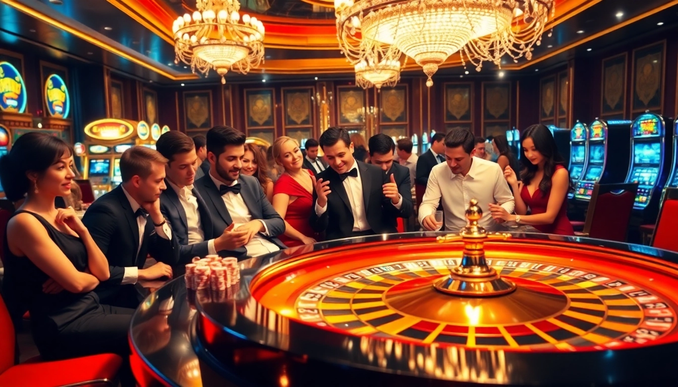 Experience the thrill of pahala4d at a luxurious casino table with energetic players and vibrant games.