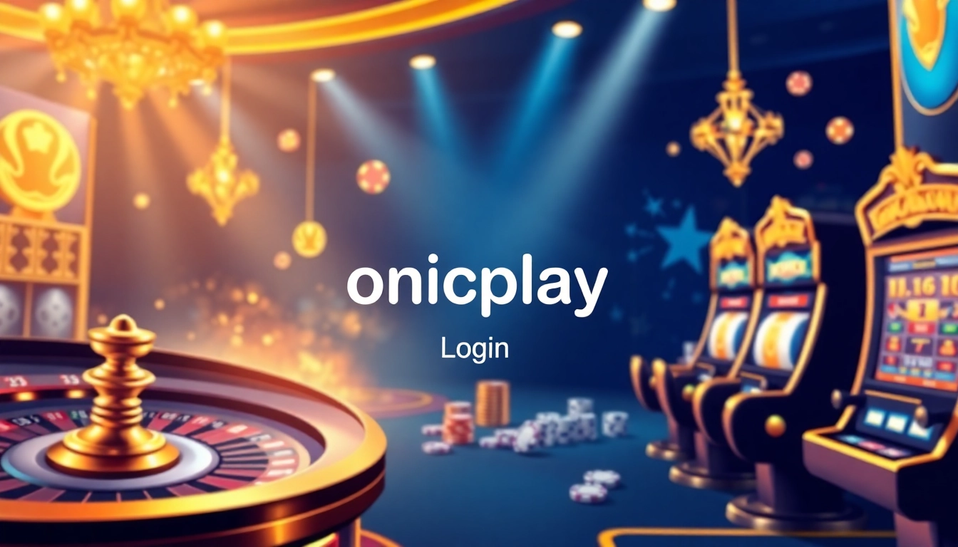 Experience the thrill of onicplay login with a vibrant online casino interface featuring slot machines and roulette.