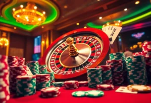 Experience the thrill of winning at 555 win casino with vibrant chips and dynamic roulette.