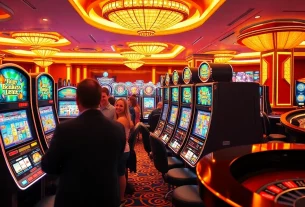Players enjoying slot apiraja88 slots in a vibrant casino atmosphere.
