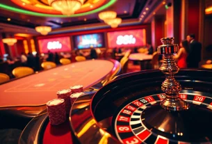 Engaging gamblers at a luxurious casino table featuring the link 88i prominently.