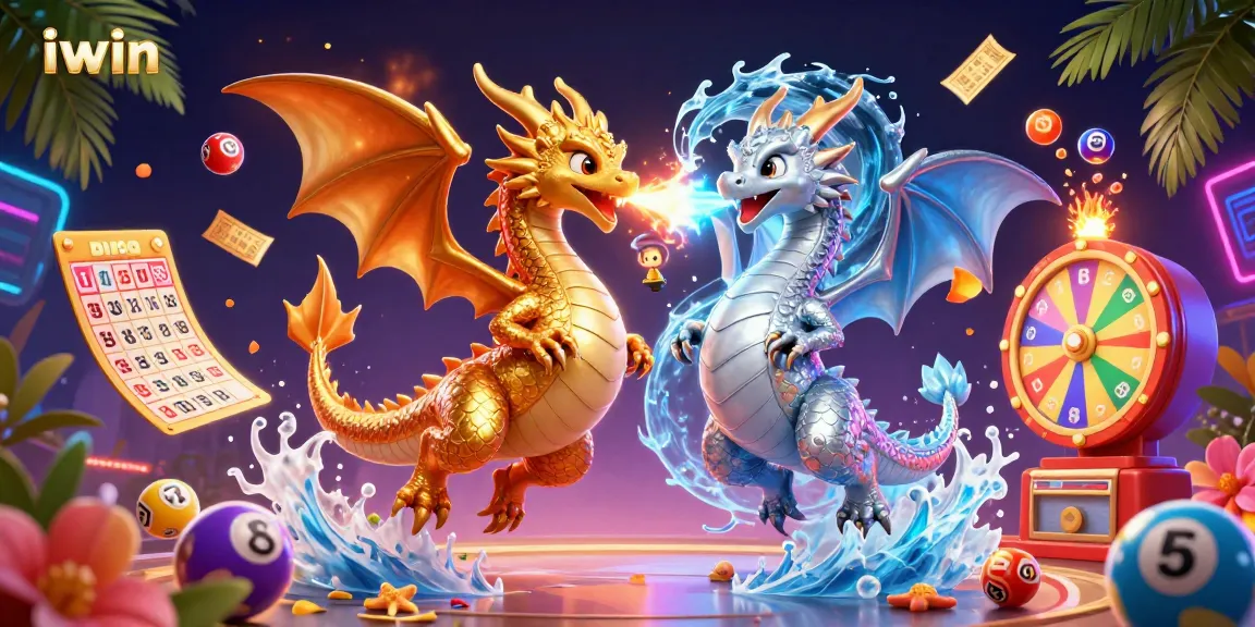 Experience the excitement of iwin with animated dragons unleashing lottery magic in a vibrant casino scene.